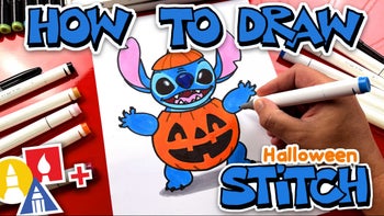 How To Draw Stitch In A Pumpkin Halloween Costume