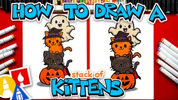 How To Draw A Cute Halloween Kitten Stack