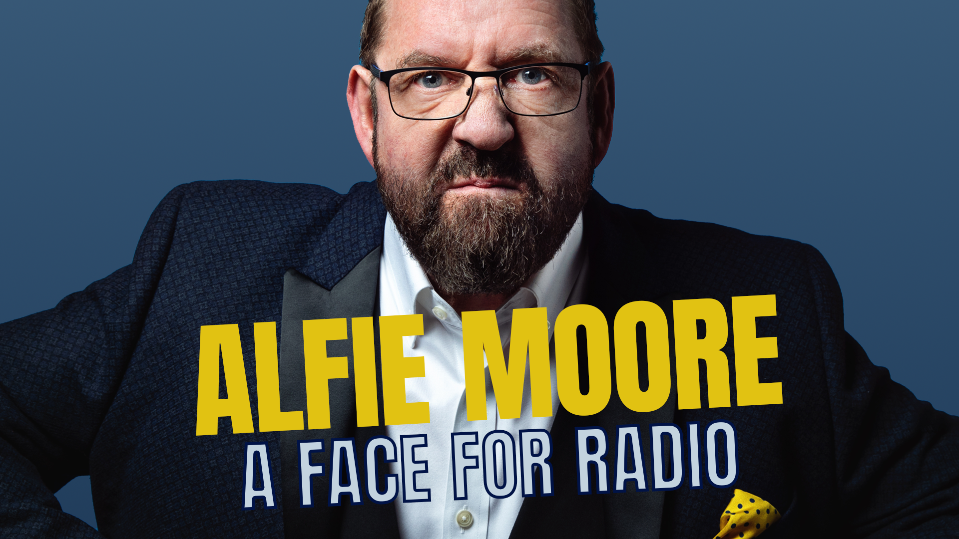 Alfie Moore A Face for Radio stand-up special artwork