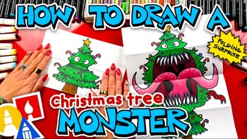 How To Draw A Christmas Tree Monster Folding Surprise