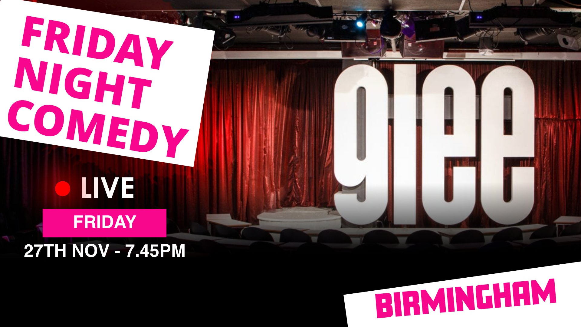 NextUp promo for Friday Night Comedy live from the Glee Club in Birmingham on 27th November at 7.45pm