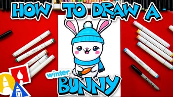 How To Draw A Happy Winter Bunny