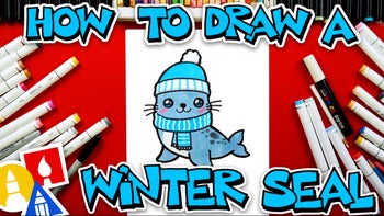 How To Draw A Winter Seal With A Background