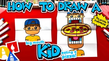 How To Draw A Big Mouth Kid Eating A Pizza