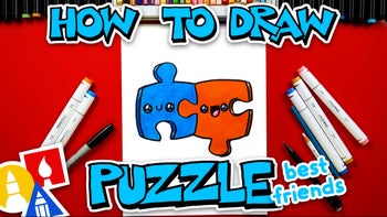 How To Draw Two Puzzle Piece Best Friends