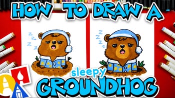 How To Draw A Sleepy Groundhog