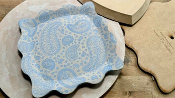 Making a Slab Plate with my Paisley Silkscreen Design