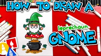 How To Draw A Leprechaun Gnome Sitting On A Mushroom