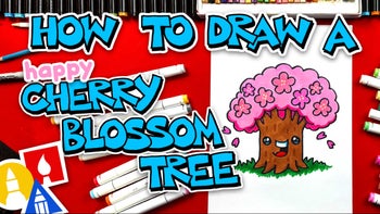 How To Draw A Happy Cherry Blossom Tree
