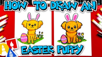 How To Draw An Easter Puppy Golden Retriever