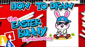 How To Draw The Easter Bunny Skateboarding
