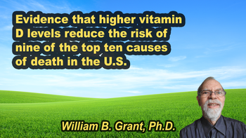 Lecture 47 - William B. Grant, Ph.D. - Evidence that higher vitamin D levels reduce the risk of nine of the top ten causes of death in the U.S.    Thursday, Apr 09, 2026, 5:00 PM - 7:00 PM EDT