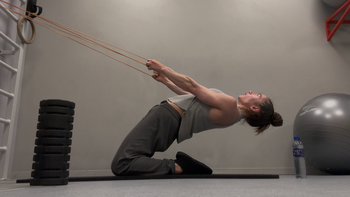 Rear Shoulder stabilizer & offloaded reverse Nordics hip strengthener with resistance bands 