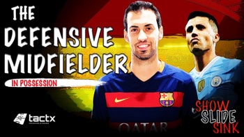 The Defensive Midfielder in Possession: Show, Slide, Sink, Step On