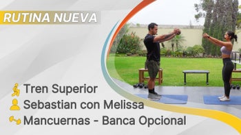 fitsli 365 - 24/08/26 - Sebastian y Melissa / Tren Superior - Hombros, Trapecios y Antebrazos / Mancuernas - Banca Opcional / 386 Calorías