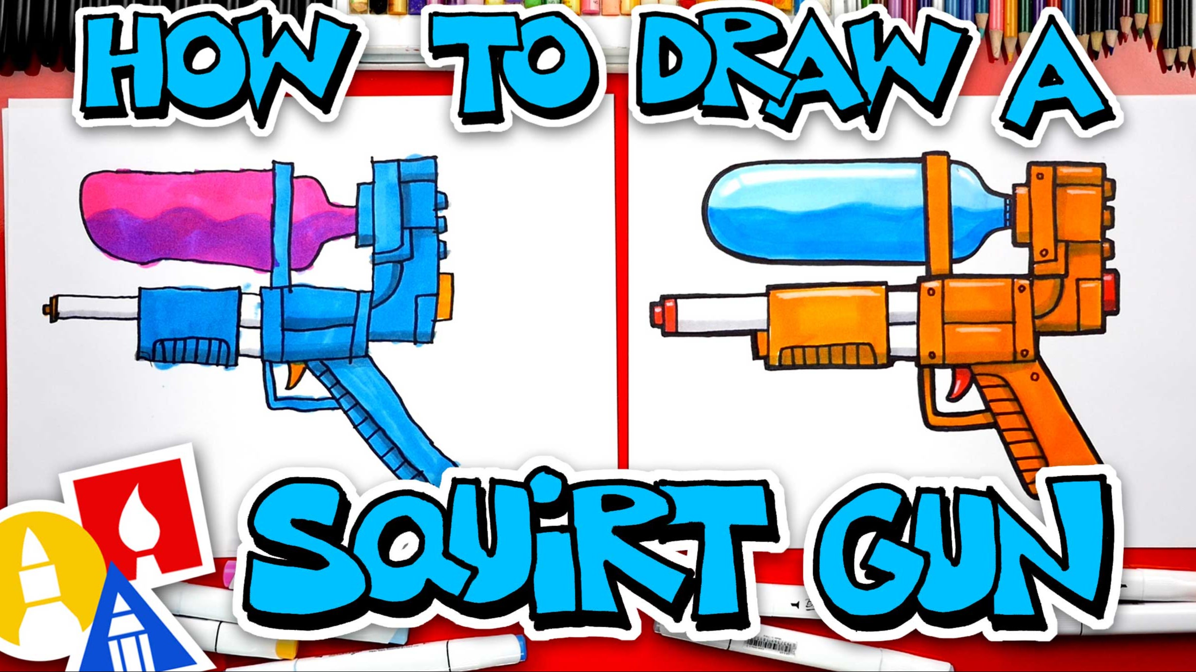 How To Draw A Squirt Gun Art For Kids Hub