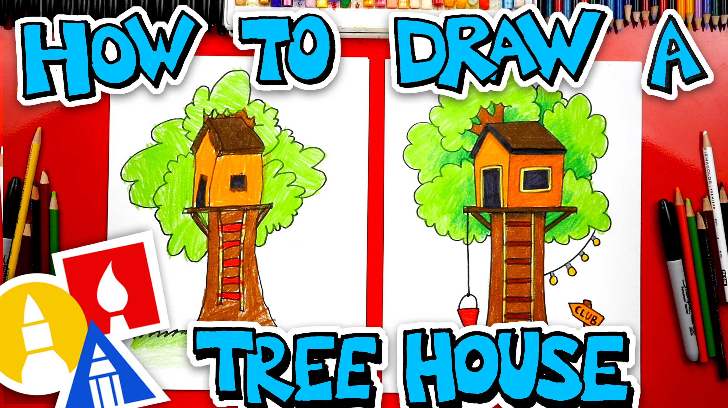 How To Draw A Treehouse Art For Kids Hub