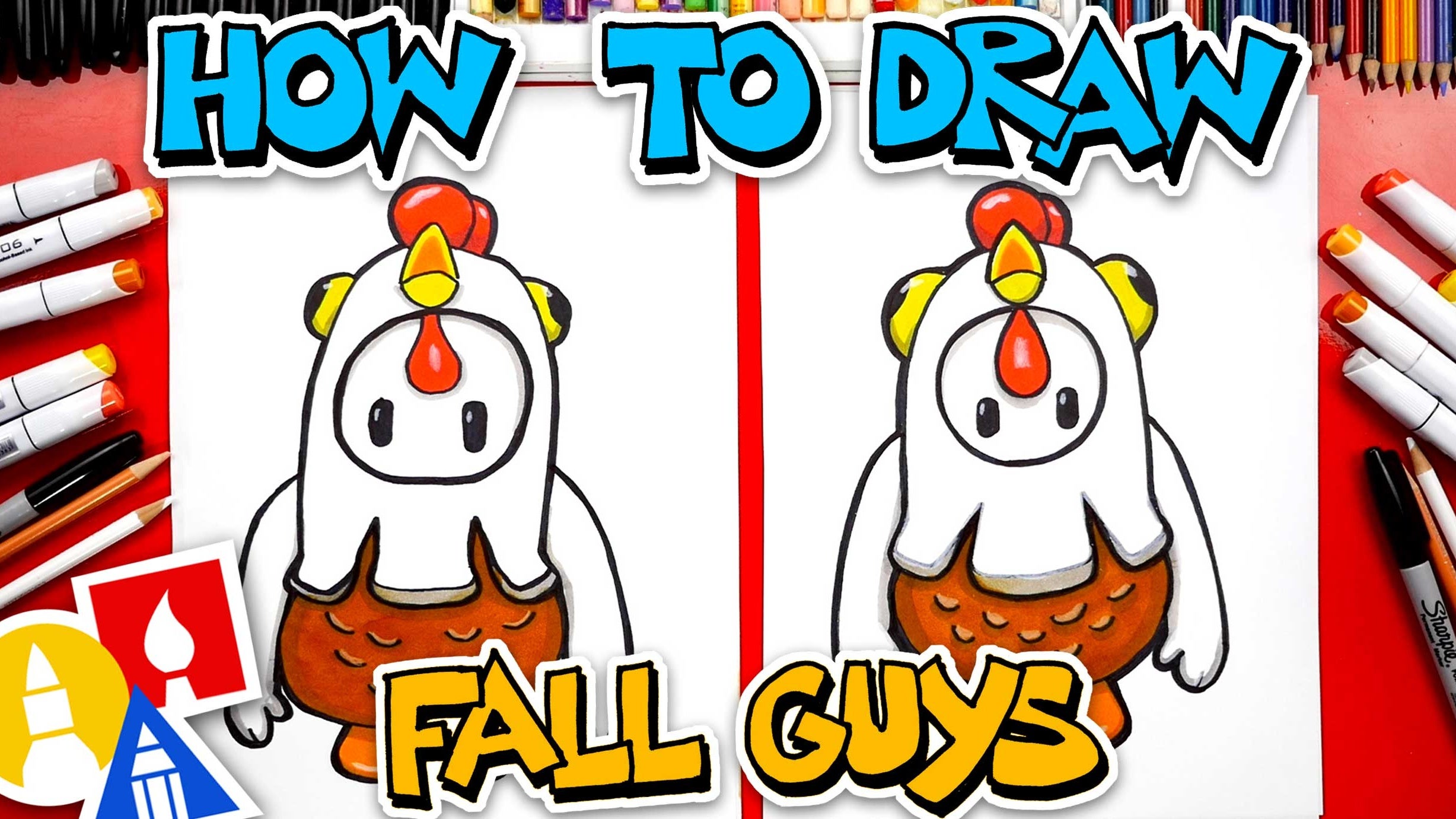 How To Draw Fall Guys Chicken Costume | Art For Kids Hub