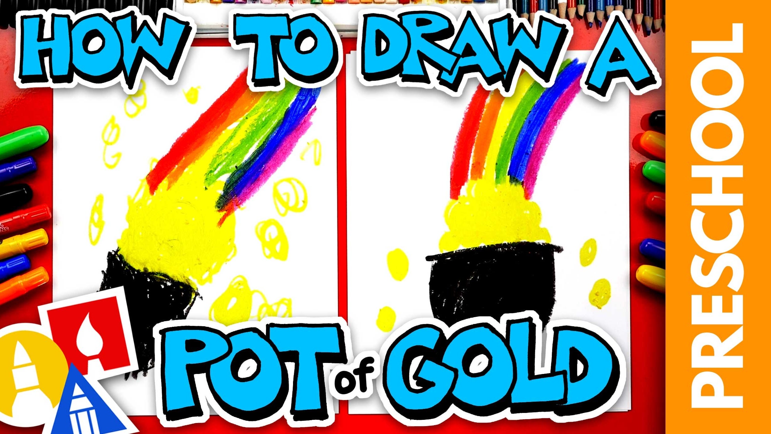 How To Draw Pot Of Gold Preschool Art For Kids Hub
