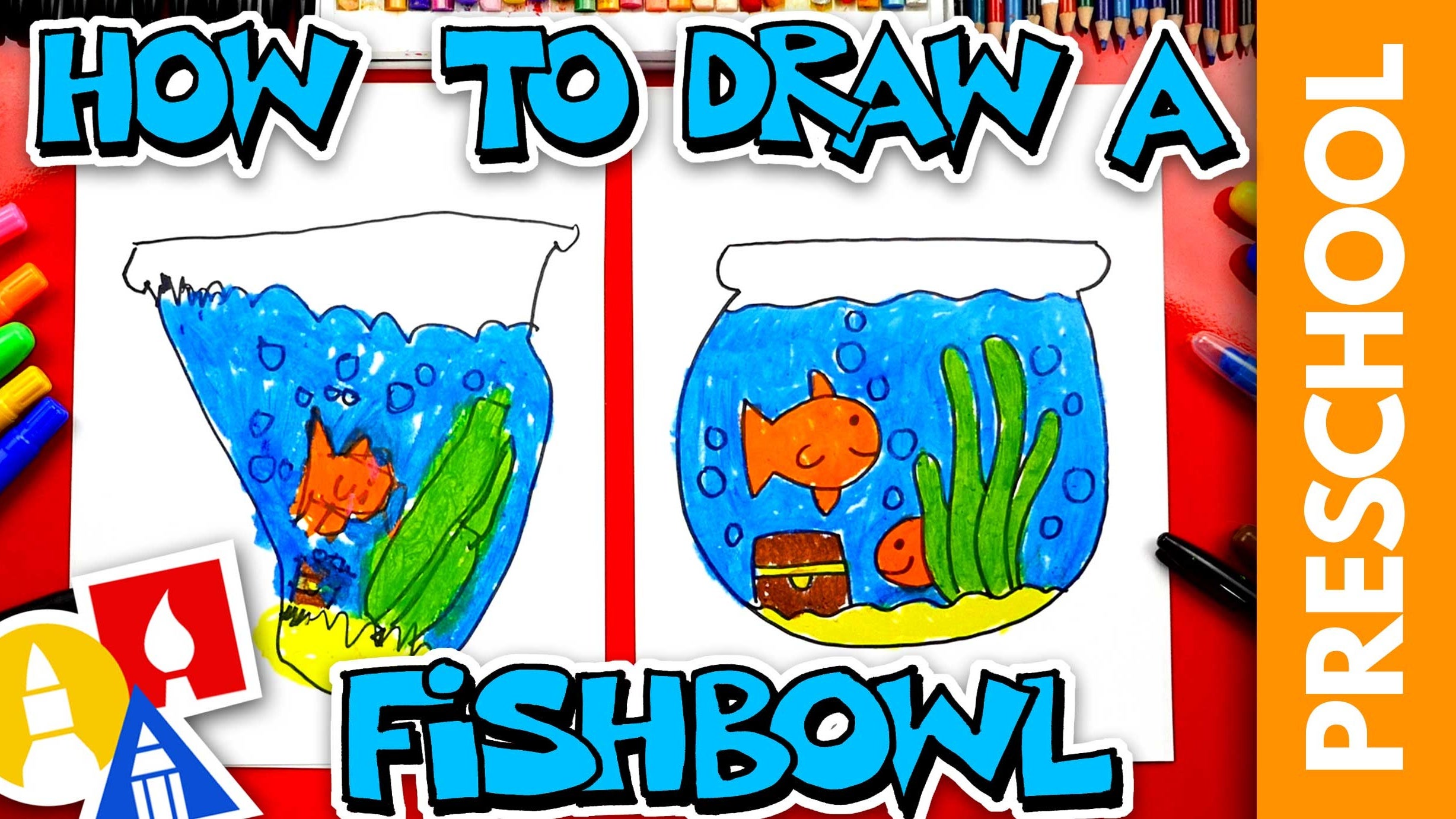 How To Draw A Fishbowl Preschool Art For Kids Hub